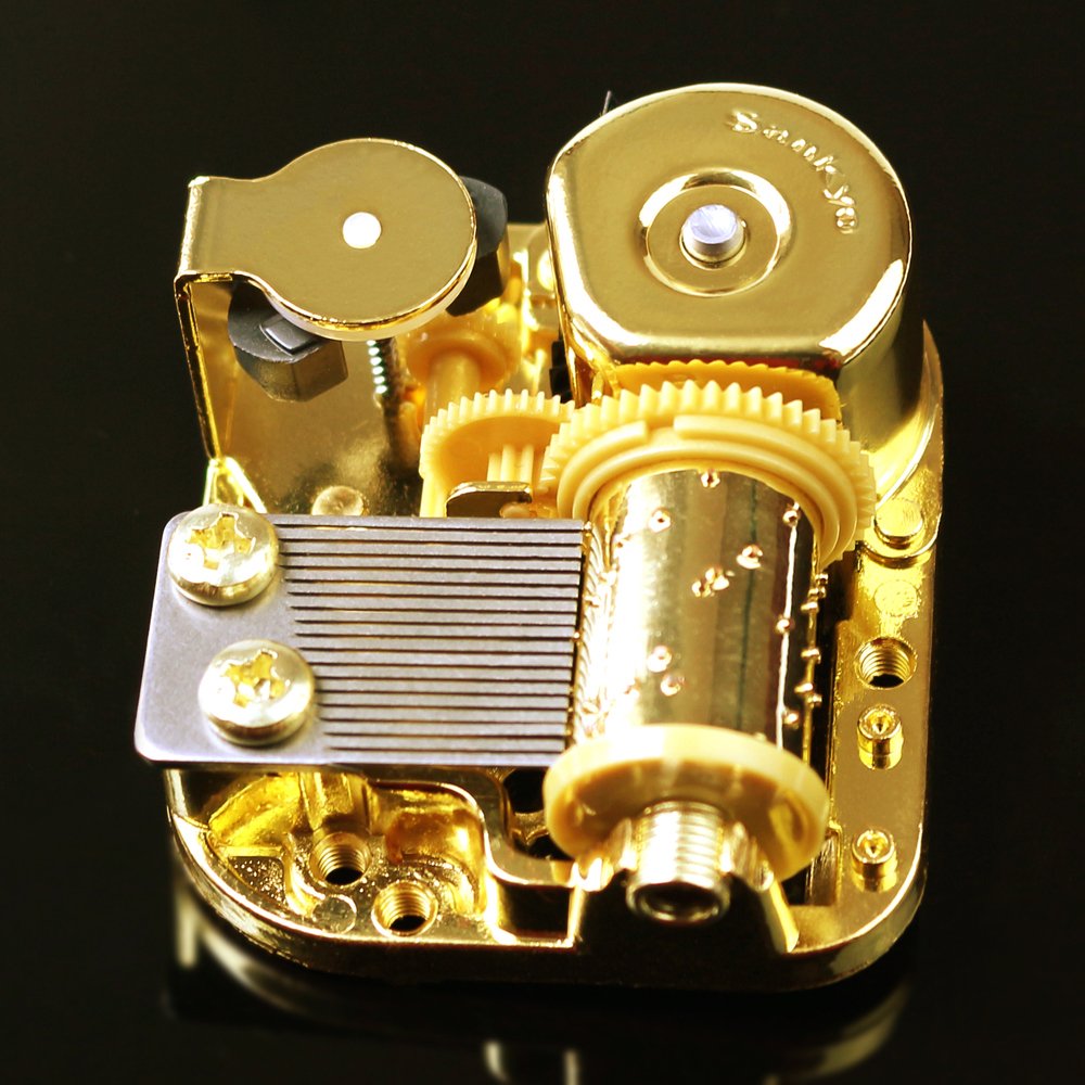 Sinzyo® Sankyo 18-Note Musical Movement - Gold-Plated Canon Music Box Mechanism with Multiple Tune Options - Perfect for Jewelry Boxes, DIY Crafts & Gift Decorations