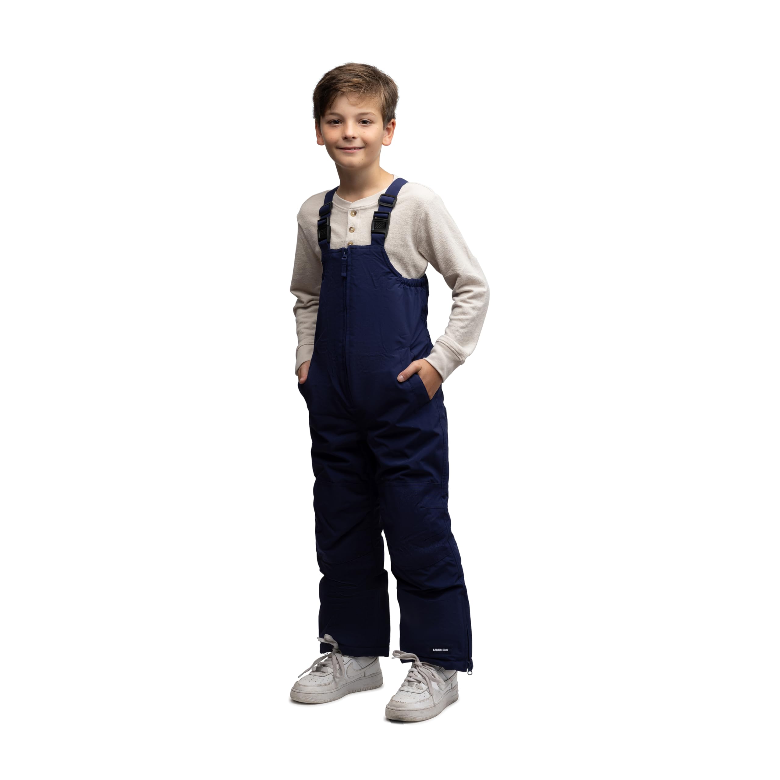 Lands' End Kids Squall Waterproof Snow Bib Pants with Reinforced Knees - Winter Outdoor Play, Skiing, Snowboarding & Cold Weather Activities