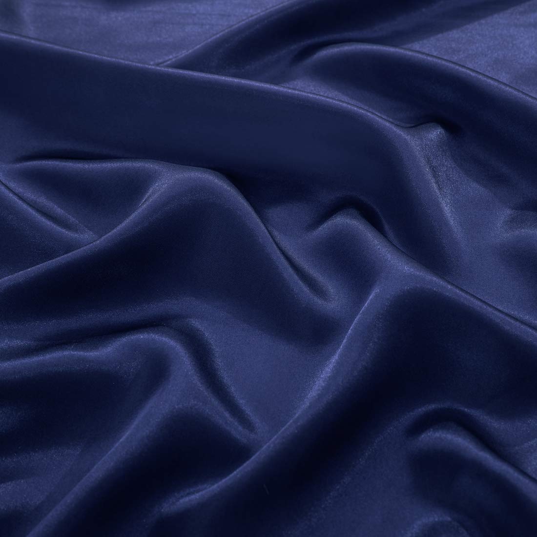 TREELY 4-Piece Satin Sheet Set Twin Size - Navy Blue Silky Smooth Bed Sheets with Deep Pocket, Fitted Sheet, Flat Sheet & 2 Pillowcases for Luxurious Sleep & Bedroom Decor