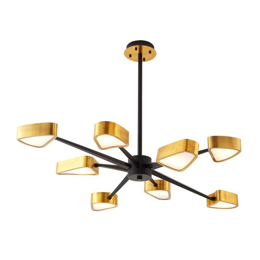 Modern Minimalist LED Chandelier - Gold Triangle Design with Electroplated Brushed Bronze Stainless Steel - XX-Large Size for Living Room, Bedroom, Dining Room & Office Lighting Decoration