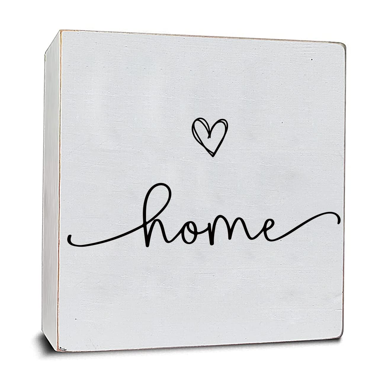 TEOUIOS White Wooden 'Home Sweet Home' Sign - 6x6 Inch Rustic Decorative Box Plaque for Wall, Shelf & Desk Decor - Perfect Housewarming Gift for New Home, Bedroom & Living Room Decorations