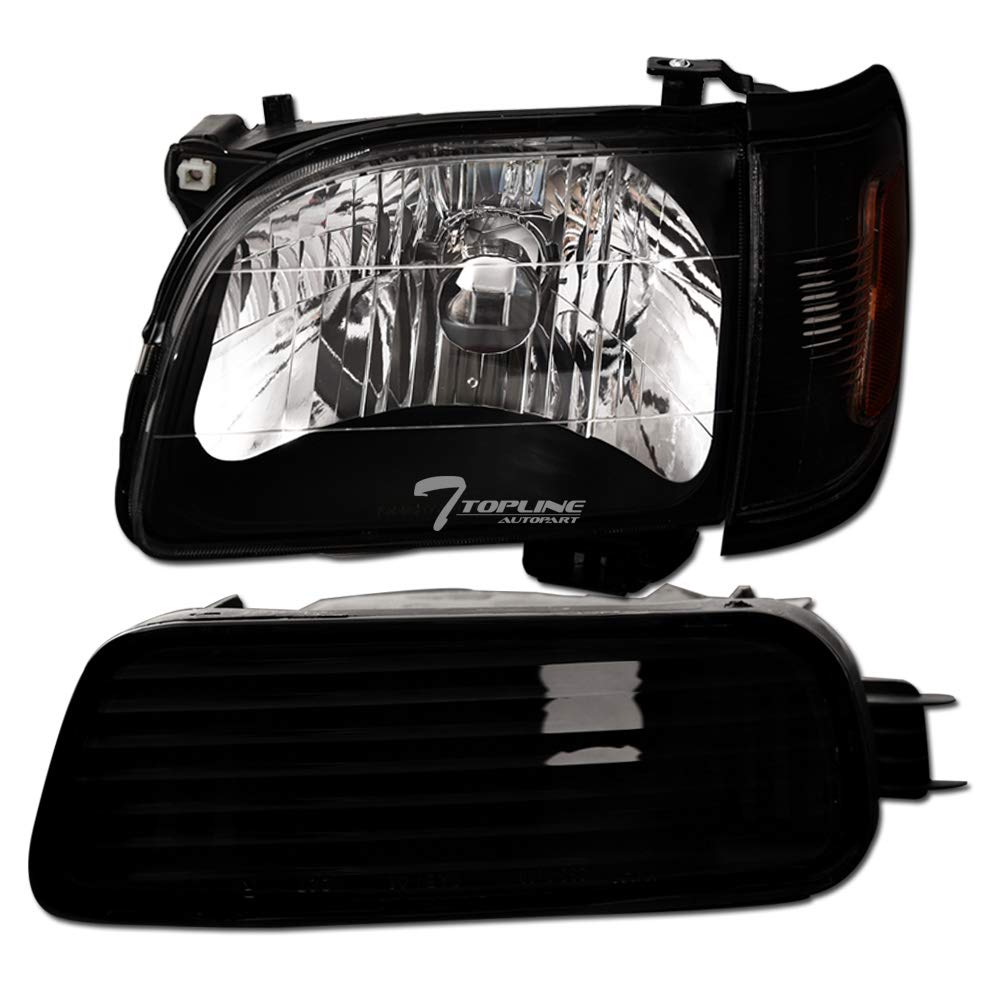 R&L Racing Black Factory Style Headlights with Corner Signal & Bumper Lamp Amber - Compatible with Toyota Tacoma 2001-2004 | Durable LED Lighting for Off-Road Adventures & Night Driving