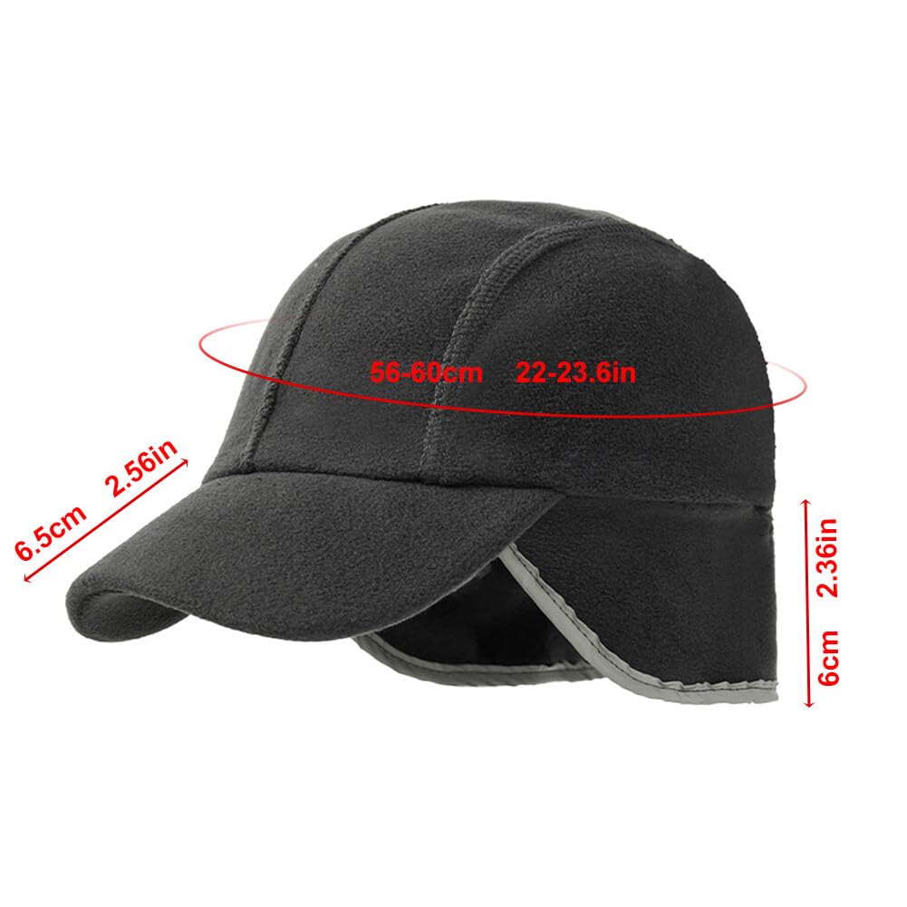 iKASUS Winter Warm Baseball Caps for Men & Women - Fleece Lined Fitted Hats for Outdoor Cycling, Running & Winter Sports - Foldable Earmuffs for Cold Weather Protection - Perfect for Skiing, Hiking & Daily Winter Wear