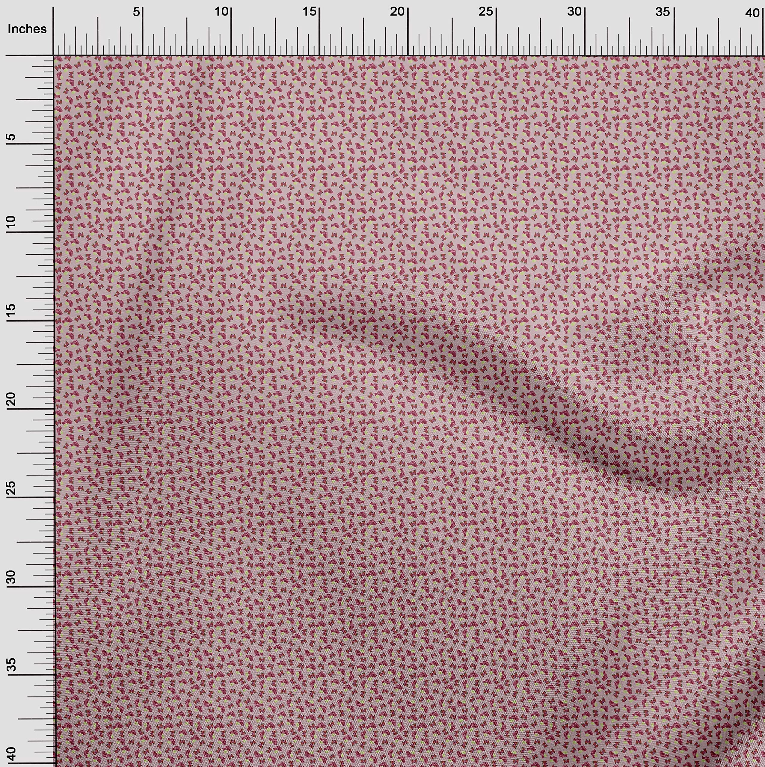 oneOone Cotton Cambric Rose Pink Fabric - 56 Inch Wide Printed Dress Material by The Yard | Perfect for Travel Dresses, Summer Outfits & DIY Sewing Projects
