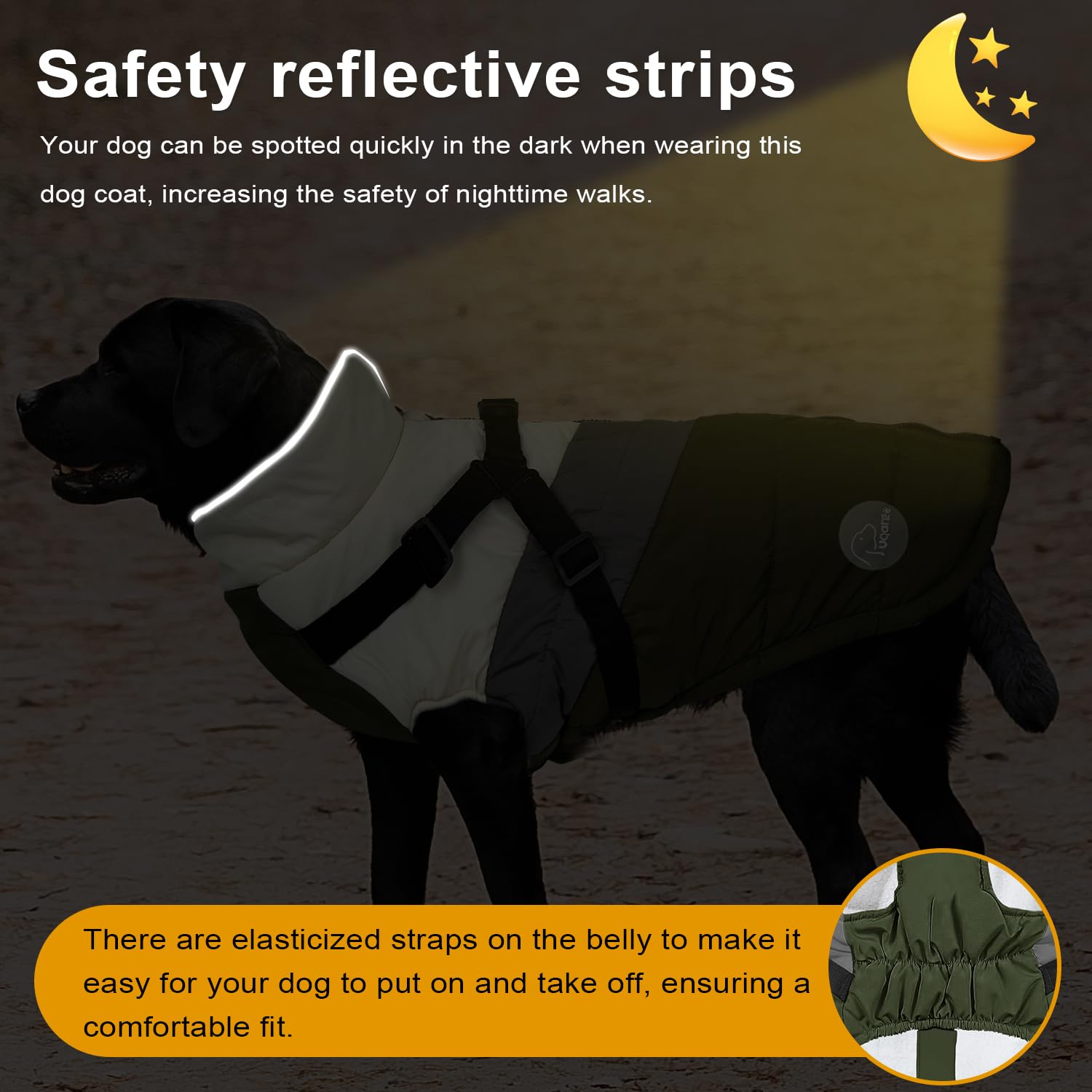 Waterproof Winter Dog Coat with Built-in Harness & Reflective Stripes - Warm Cold Weather Jacket for Small & Medium Dogs (Green, L) - Perfect for Snowy Walks & Outdoor Adventures
