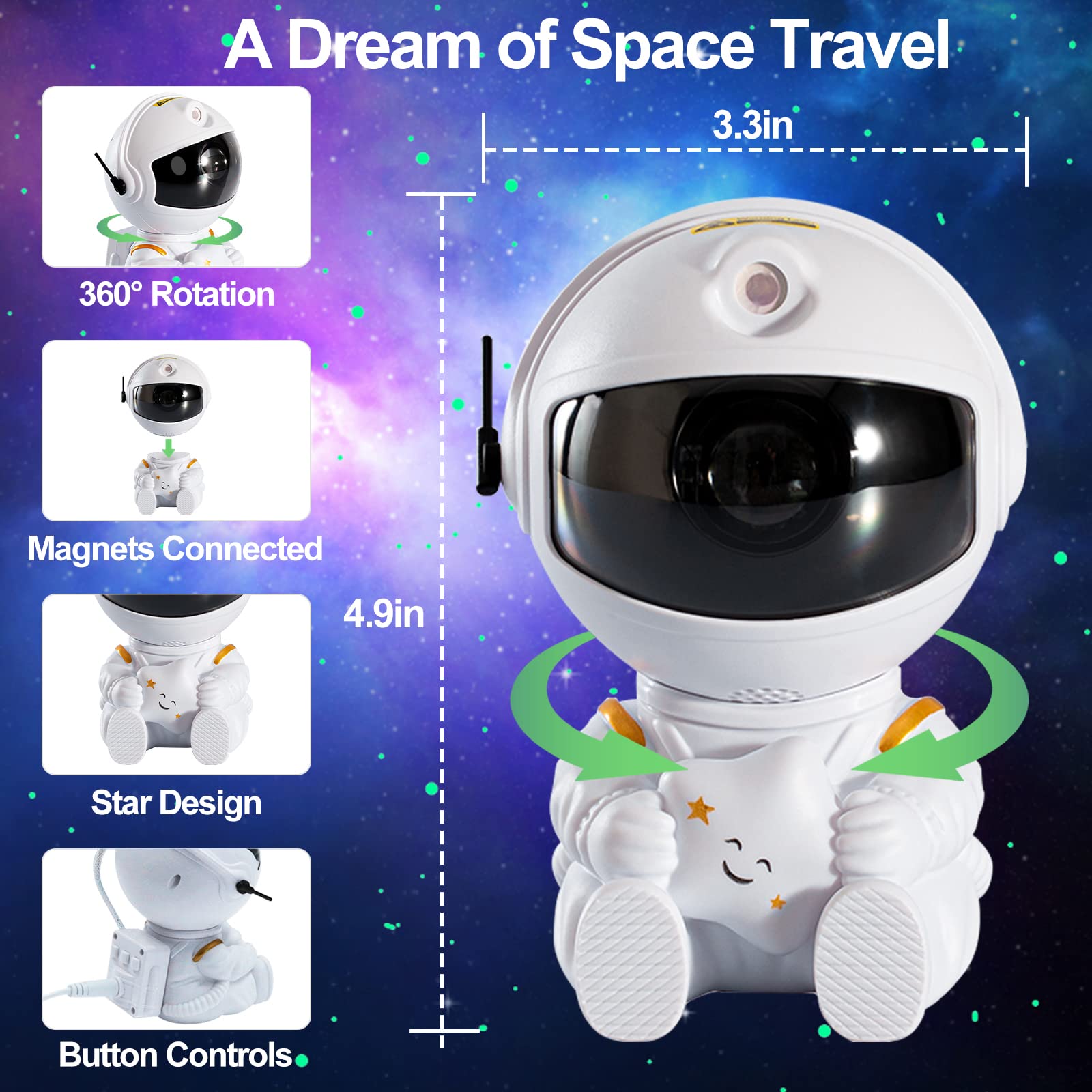 Astronaut Galaxy Projector Night Light with Remote Control - Starry Sky & Nebula Projector for Kids Bedroom, Gaming Room, Home Theater - Perfect for Sleep Aid, Relaxation, Parties & Ceiling Decor