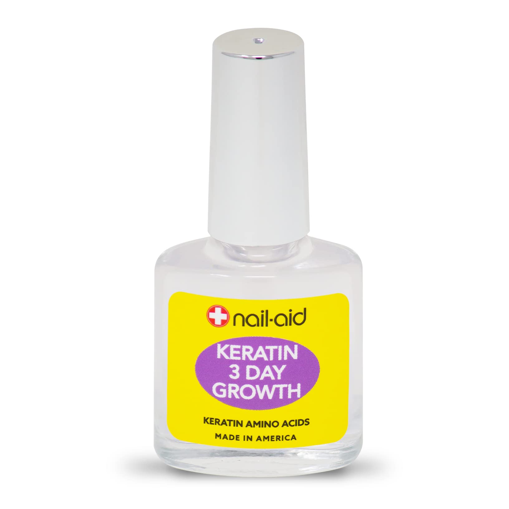 Nail-Aid Keratin 3 Day Growth Nail Treatment & Strengthener - Clear Formula for Stronger Nails (0.55 Fl Oz) - Perfect for Nail Care, Manicures & Healthy Growth