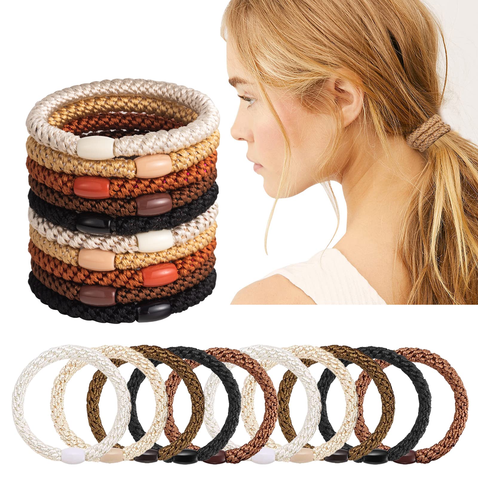 Aujzoo 20Pcs Spiral Hair Ties for Women - Soft Ponytail Holders for Daily Use