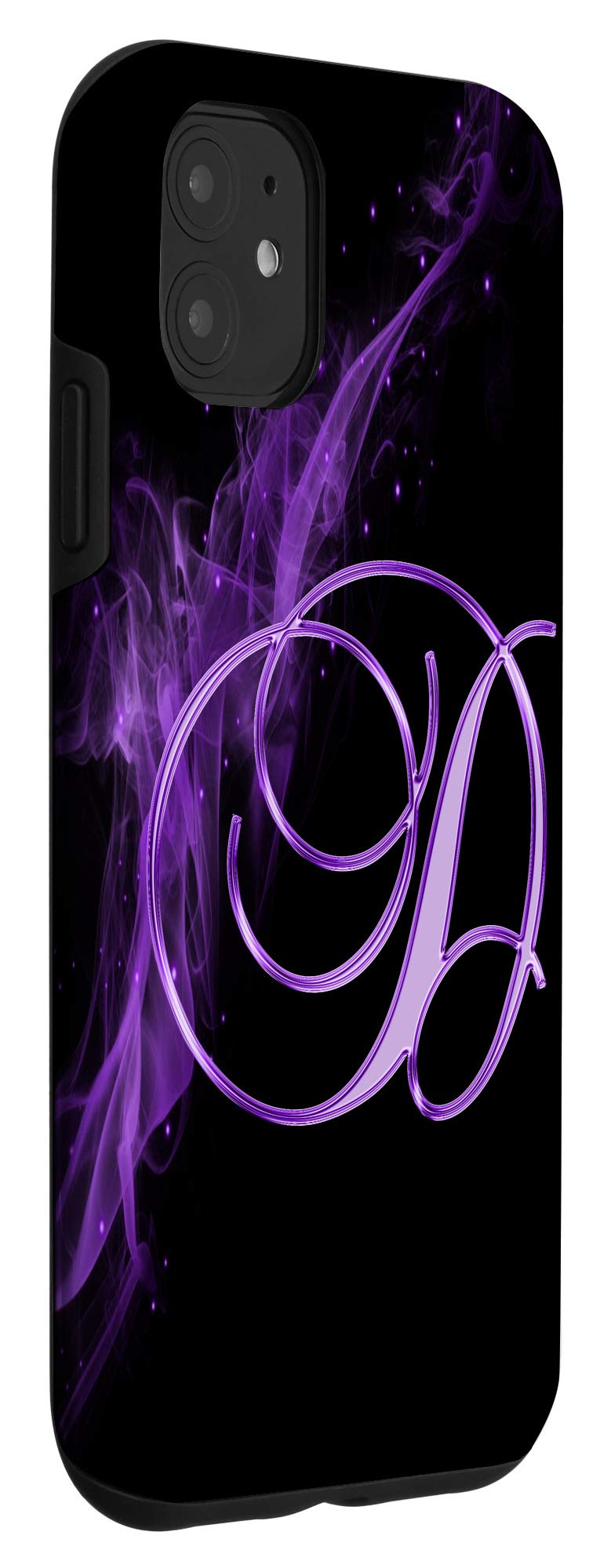 Custom iPhone 11 Case with Purple Smoke & Fire Design - Personalized Monogram Letter Name Art Cover - Perfect for Daily Use, Gifts & Special Occasions
