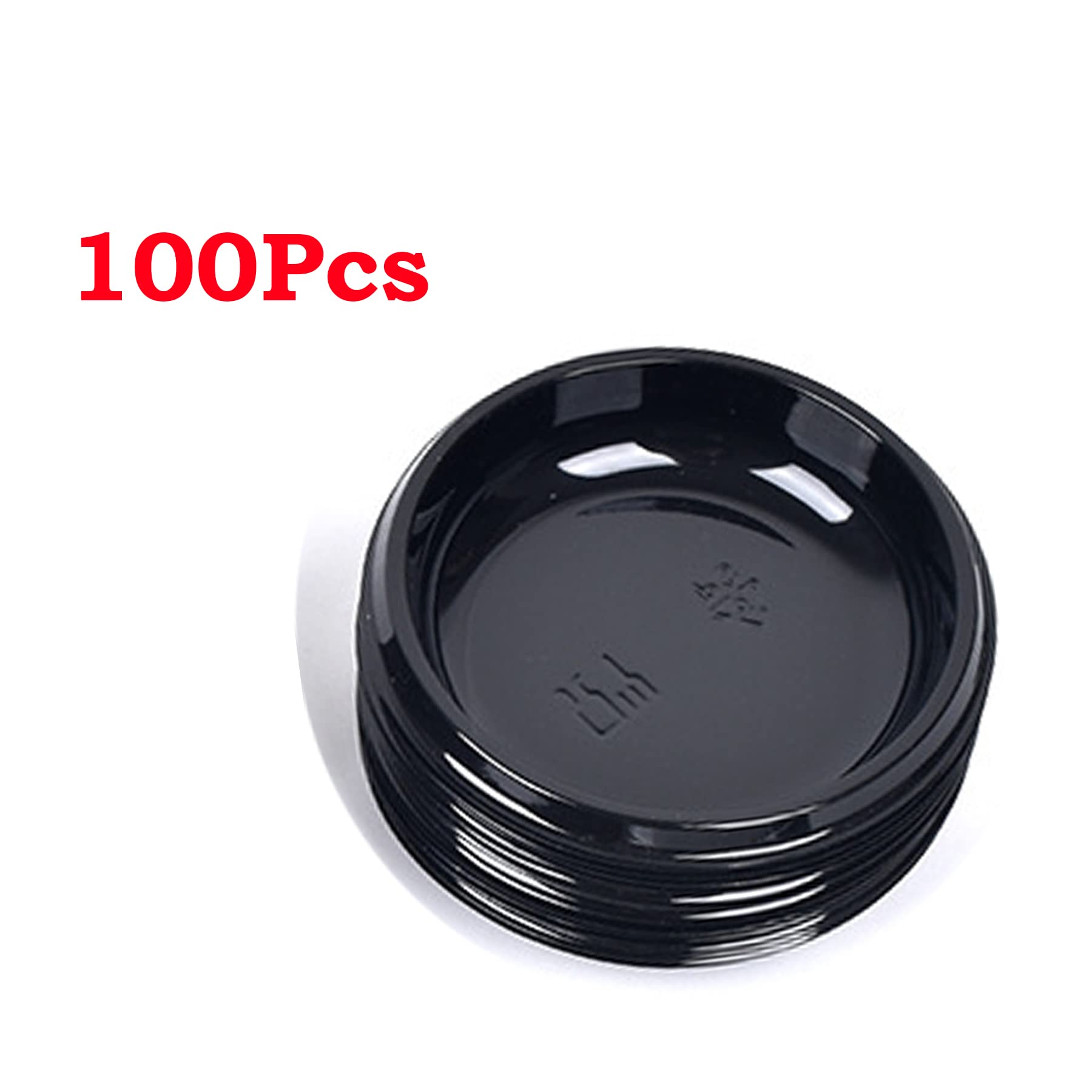 QJFCare 100Pcs Black Round Disposable Sauce Dishes - Mini Dipping Plates for Dessert, Soy Sauce, Soup & Seasoning | Perfect for Home, Restaurants, Parties & Catering Events