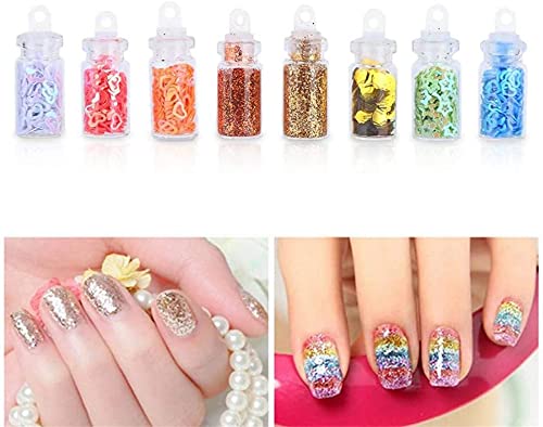 Belicia 48 Bottles Nail Art Sequins Glitter Powder - Shimmering Manicure Decoration for DIY Nail Designs - Perfect for Professional Salons, Home Nail Art, and Party Glam Looks