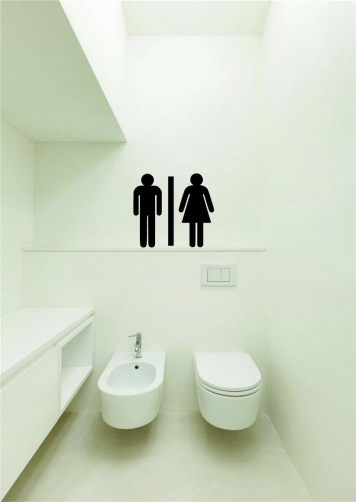 Peel & Stick Bathroom Symbol Wall Decal - 20x20 Inches Removable Door Sign for Home Decor & Picture Art - Perfect for Bathroom, Bedroom, or Office Door Labeling