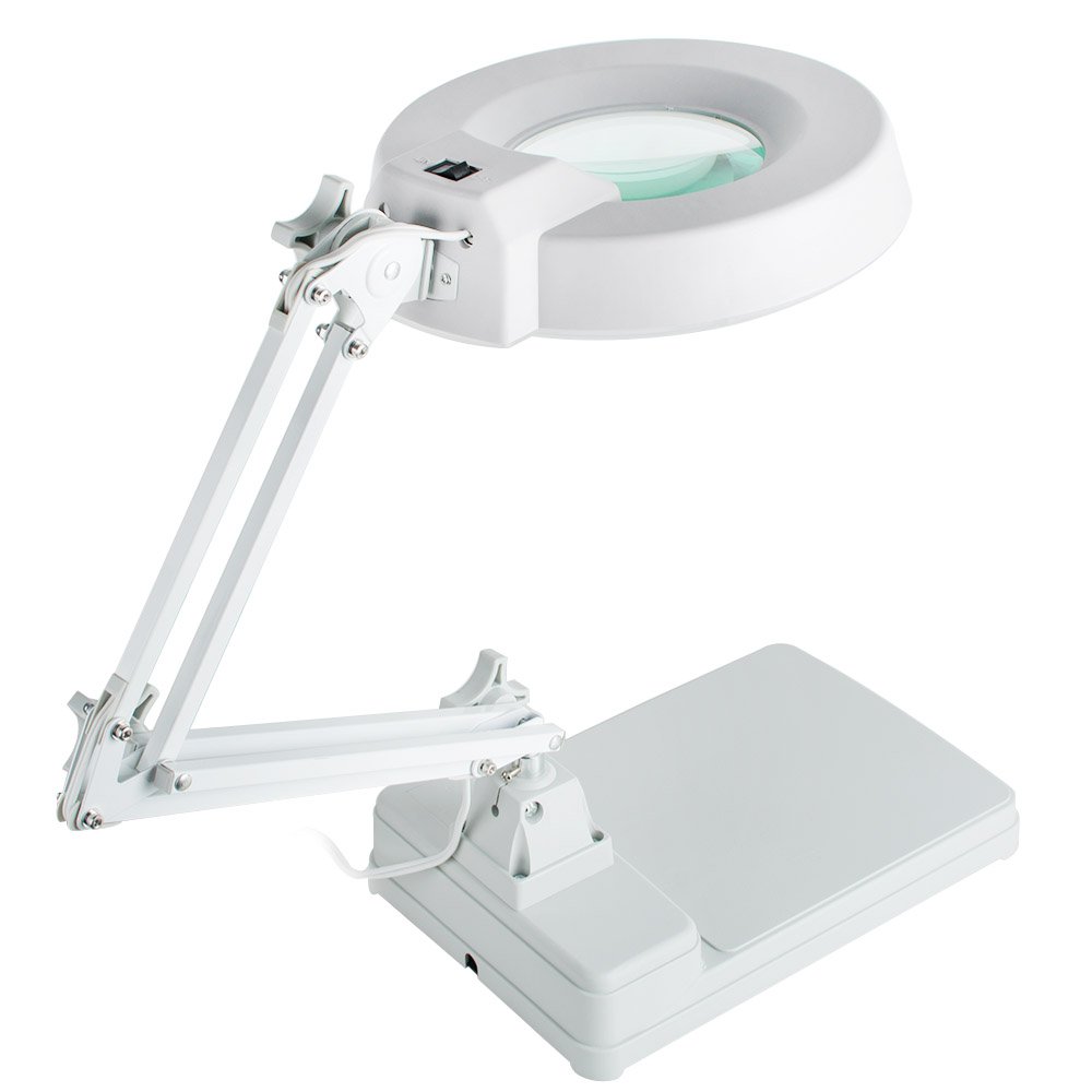 Denshine 110V LED Magnifying Lamp with Glass Lens - Ultra Bright 10X Magnification Desk Light for Reading, Crafts, Jewelry Making & Close Work - Fast 3-6 Day US Shipping