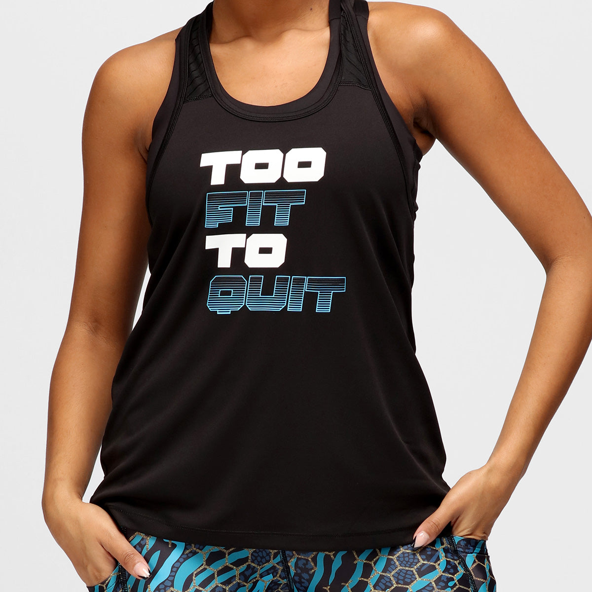 Too Fit To Quit Mesh Racerback Vest - Breathable Workout Tank Top for Women - Perfect for Gym, Yoga & Running