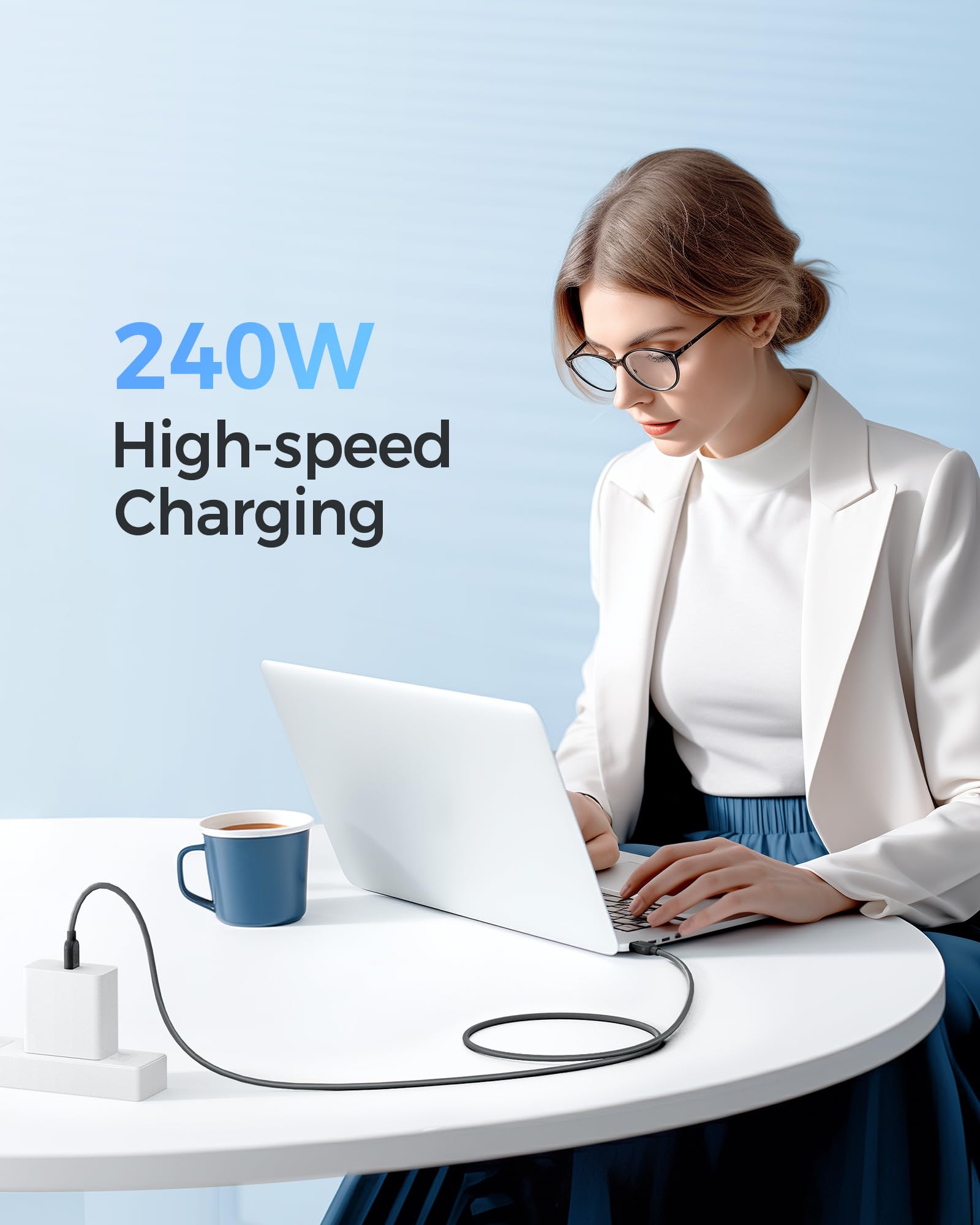 Cable Matters 2-Pack 240W USB C Fast Charging Cable 3ft - Ultra Flexible & Durable USB-C to USB-C Cable for MacBook Pro, iPad Pro, iPhone 15 Pro, Apple Vision Pro | Perfect for Home, Office & Travel Charging (USB 2.0, No Video Support)