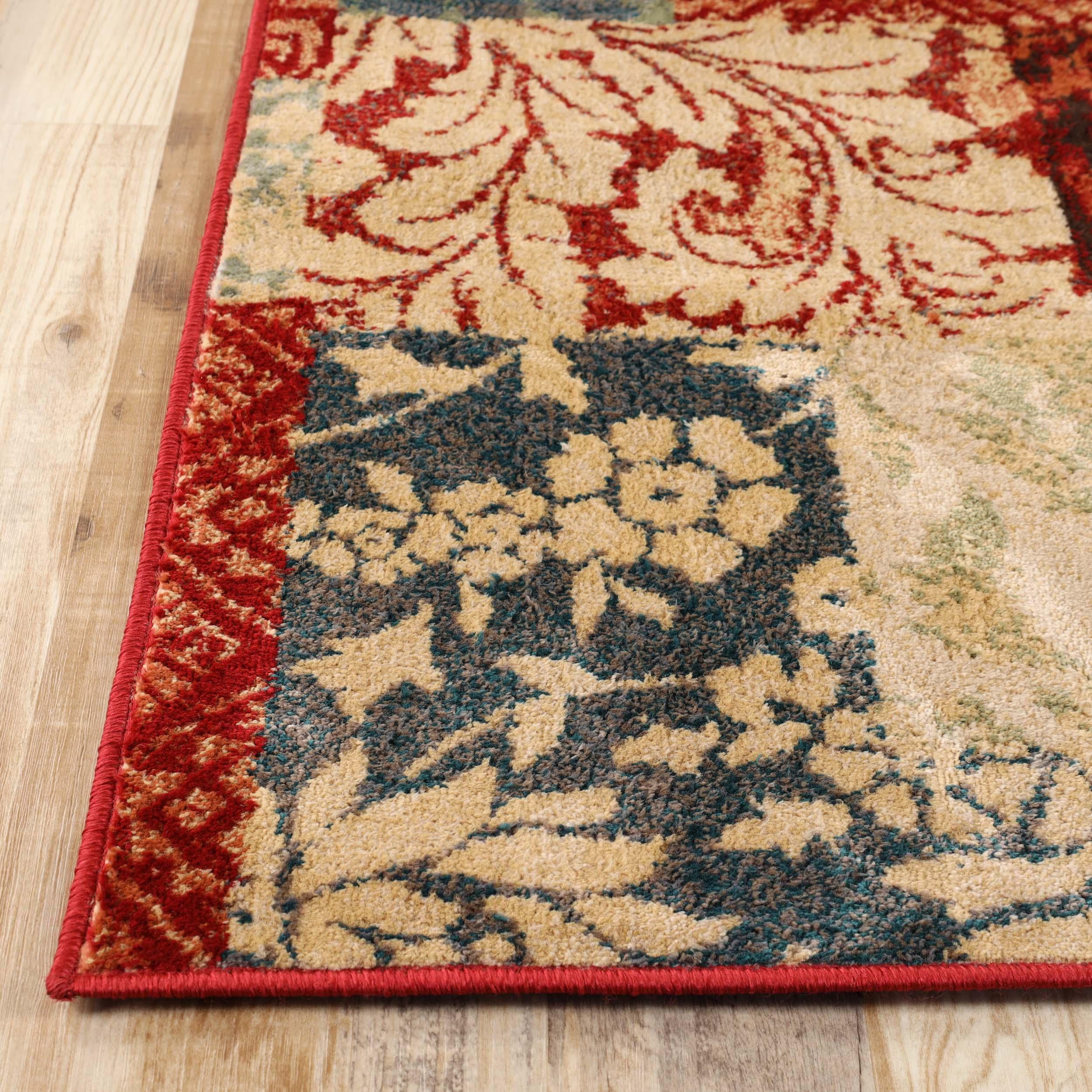 Kennicot Elegant Floral Patchwork Indoor Area Rug - Non-Slip Living Room Carpet, Bedroom Runner Rug for Home Decor - Soft & Durable for Hallway, Dining Room