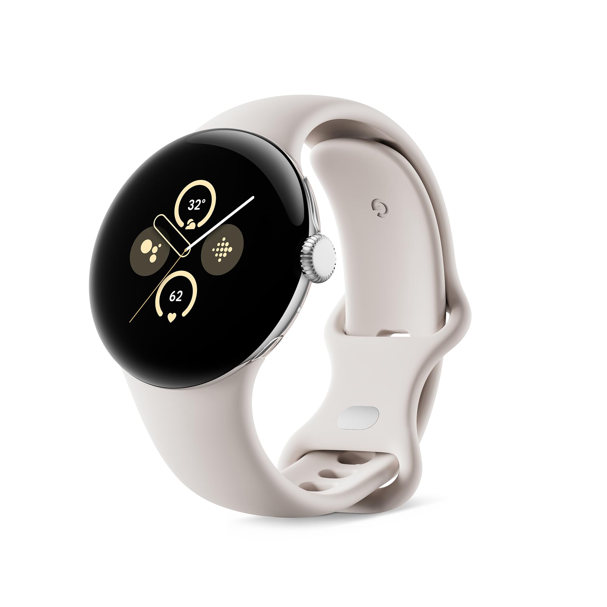 Google Pixel Watch 2 Smartwatch with Fitbit Heart Rate Tracking, Stress Management & Safety Features - Android Wear OS Watch with Polished Silver Aluminum Case & Porcelain Active Band - Wi-Fi Connected for Fitness, Workouts & Daily Wear