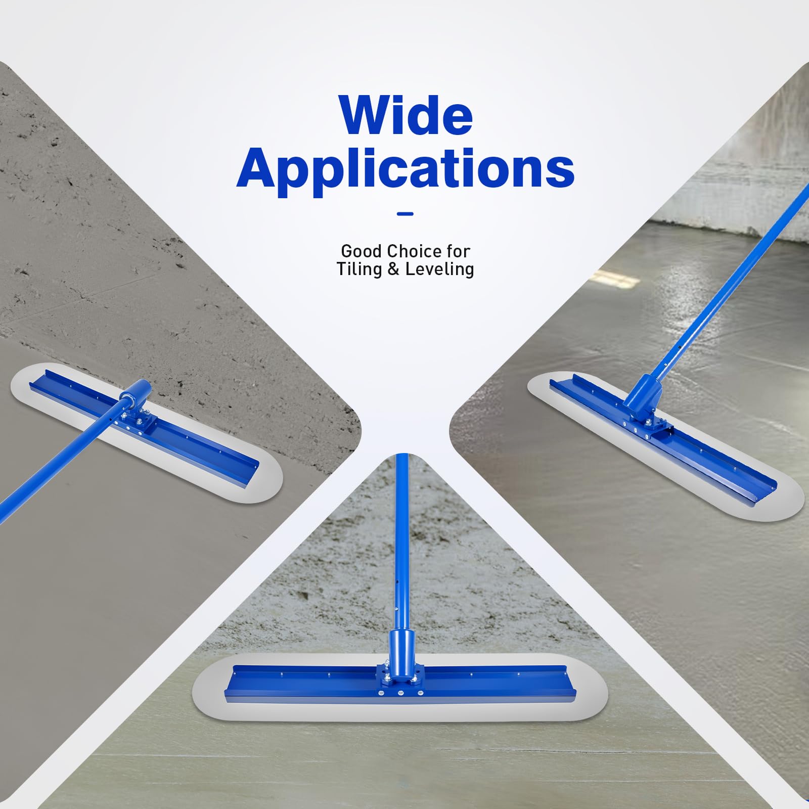 Professional Concrete Trowel & Bull Float Kit - Cement Finishing Tools with 3 Handles & Round End for Smooth Surface - Perfect for DIY Home Projects & Industrial Construction Work