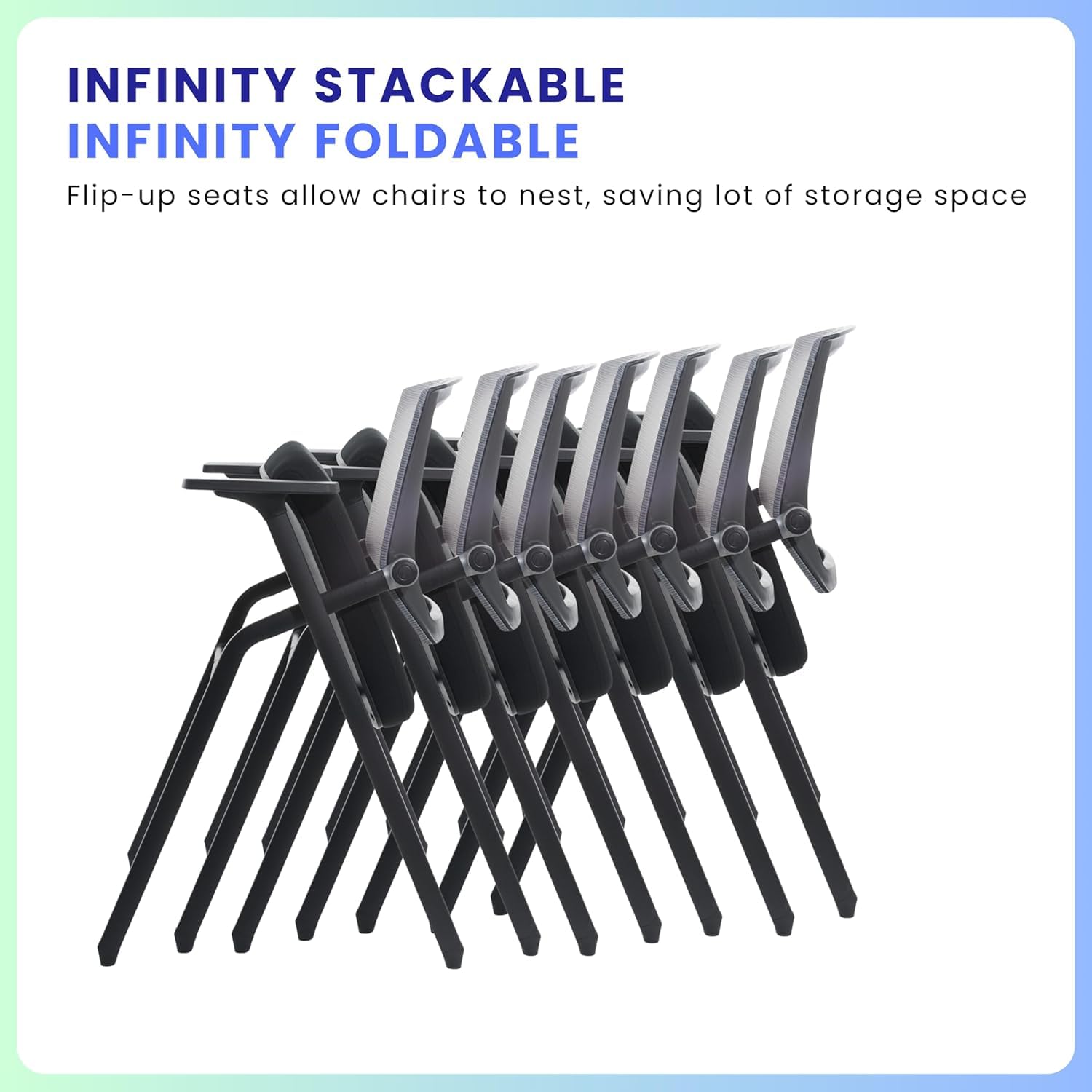 Ergonomic Conference Room Chairs - 2 Pack Stackable Office Guest Chairs with Lumbar Support, Adjustable Armrests & Smooth-Rolling Casters for Meetings, Reception Areas & Home Offices