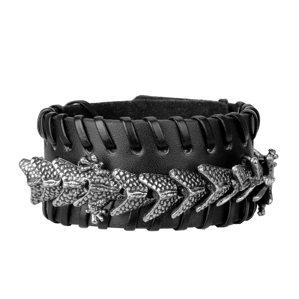 GelConnie Punk Braided Leather Cuff Bracelet - Adjustable Faux Leather Wristband for Men & Women - Gothic Viking Bangle Wrap Bracelet - Perfect for Rock Concerts, Festivals & Everyday Fashion