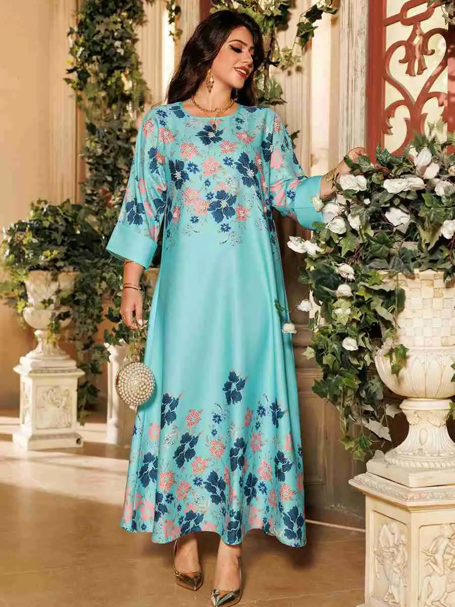 Hotfix Rhinestone Eid Caftan Dress for Women - Elegant Embellished Kaftan for Special Occasions, Parties & Festivals