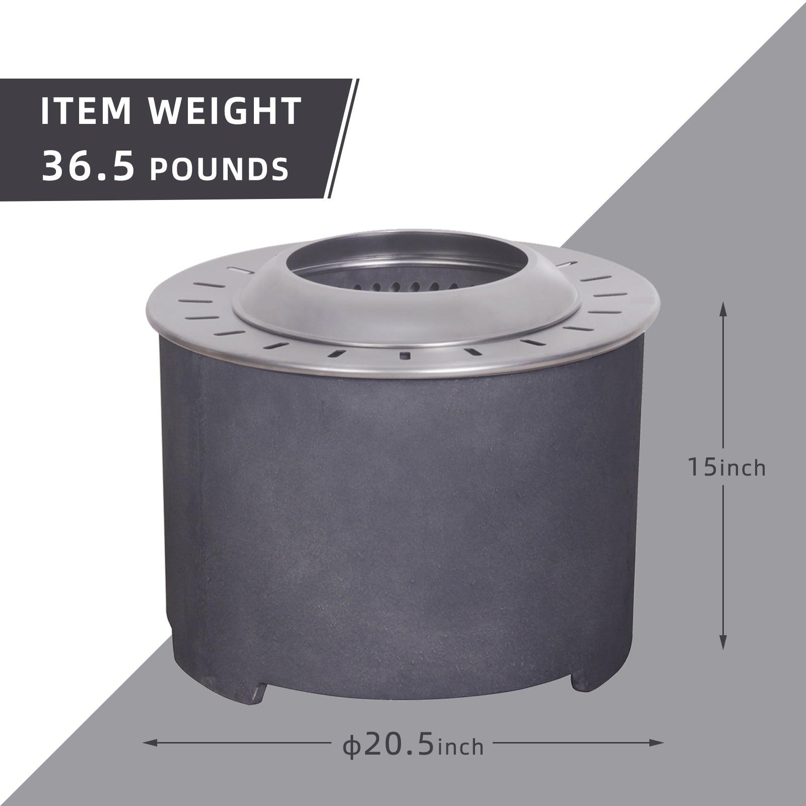 Dark Grey Faux Concrete Smokeless Fire Pit - Wood Pellet, Twig & Wood Burning Outdoor Fire Bowl for Patio, Backyard, Garden & Camping (Perfect for Gatherings, Relaxation & Ambience)