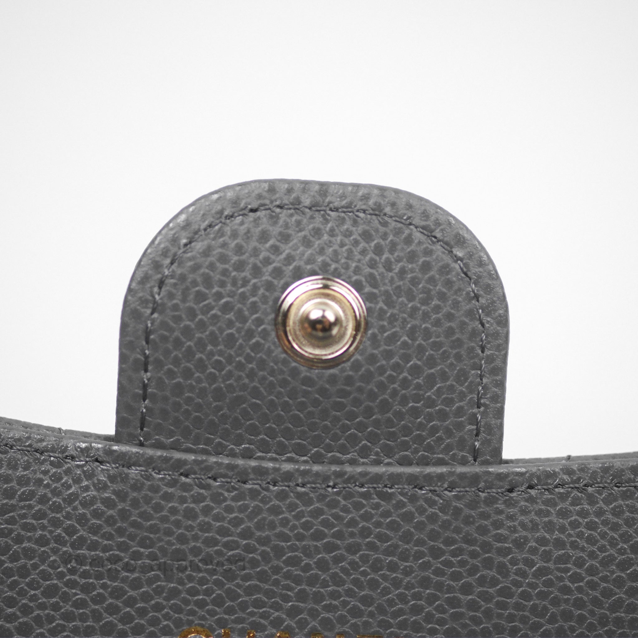 Chanel Classic Flap Card Holder Wallet - Dark Grey Caviar Leather with Gold Hardware | Luxury Compact Wallet for Women, Perfect for Everyday Use & Travel