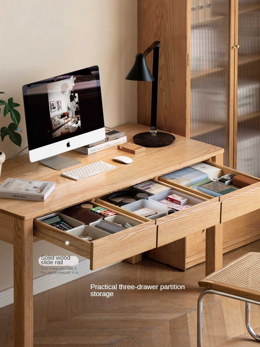 Premium Solid Wood Office Desk - Oak & Beech - Modern Home Office Furniture for Remote Work & Study