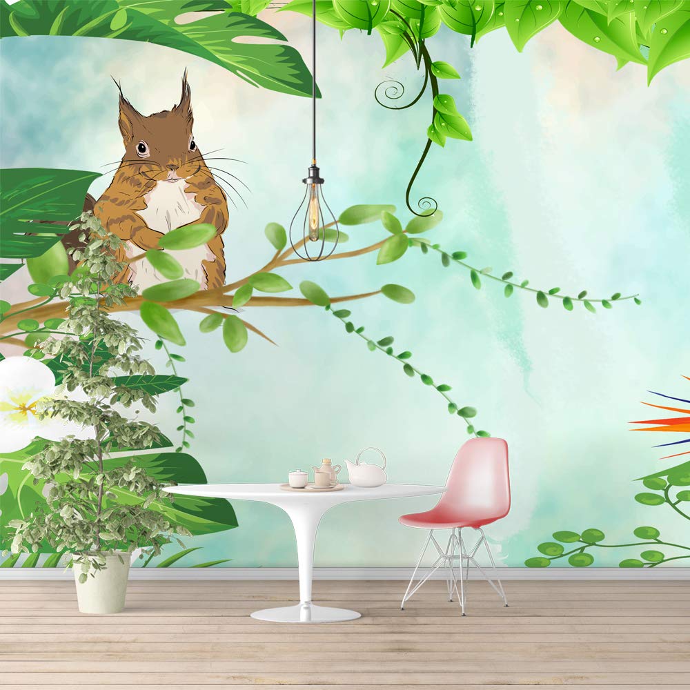Green Plants & Animals Removable Wallpaper - Peel & Stick Wall Mural for Bedroom Decor (100x144 inches) | Easy DIY Home Decoration, Nursery & Living Room Accent Wall