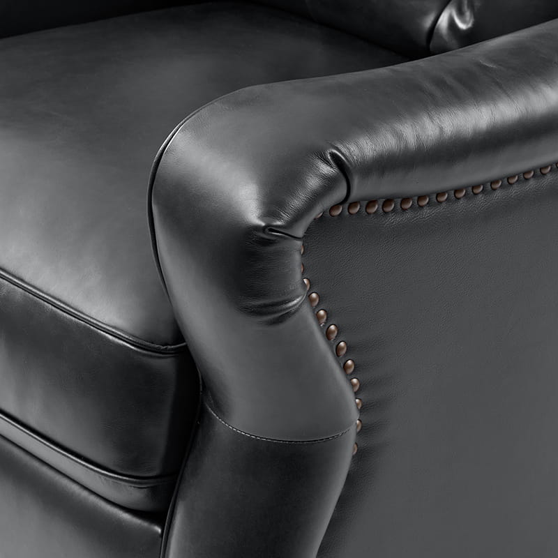 Myria Genuine Leather Nailhead Recliner Chair - Modern Living Room Furniture with Tufted Back and Padded Armrests | Perfect for Home Theater, Gaming, and Relaxation