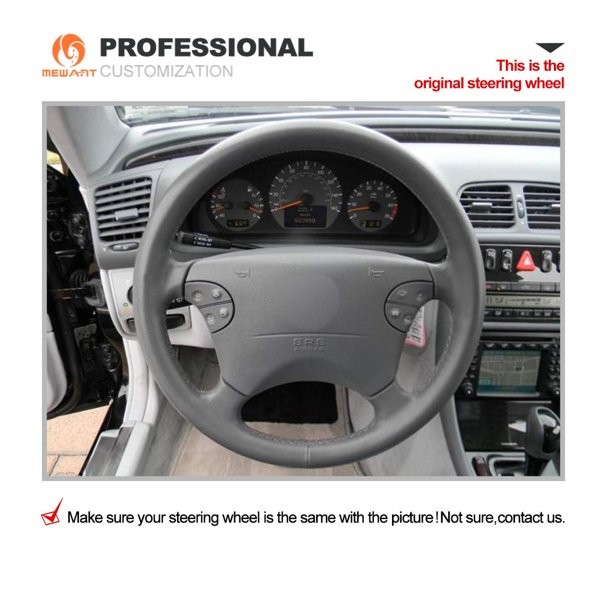 Premium Genuine Leather Steering Wheel Cover for Mercedes-Benz W210 E-Class (2000-2002) - Custom Fit for E320 & All W210 Models - Enhances Grip & Comfort for Long Drives & Daily Commutes