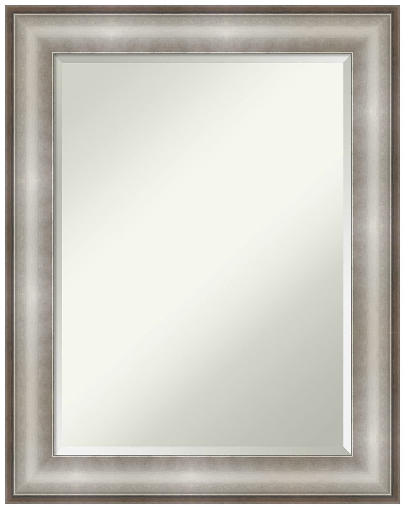 Amanti Art 29x23 Inch Silver Rectangle Wall Mirror with Beveled Edge - Traditional Frame for Bathroom & Living Room Decor - Hangs Horizontally or Vertically - Perfect for Vanity, Entryway & Bedroom Decor