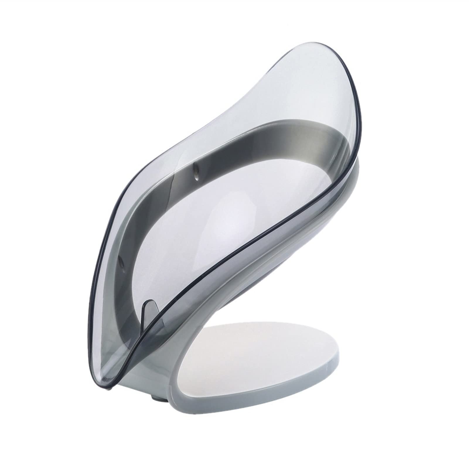 YEKITO Leaf-Shaped Soap Holder - Non-Slip Bathroom Soap Tray with Drain, Grey Soap Storage Box for Shower, Sink & Countertop Organization - Perfect for Bathroom, Kitchen & RV Use