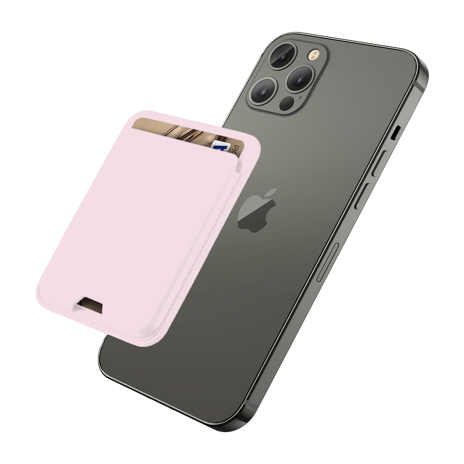 Magnetic Wallet for iPhone 16 15 14 13 12 Pro Max Plus - MagSafe Compatible Card Holder with Strong Adhesive (Light Pink) | Perfect for Everyday Use, Travel & Contactless Payments