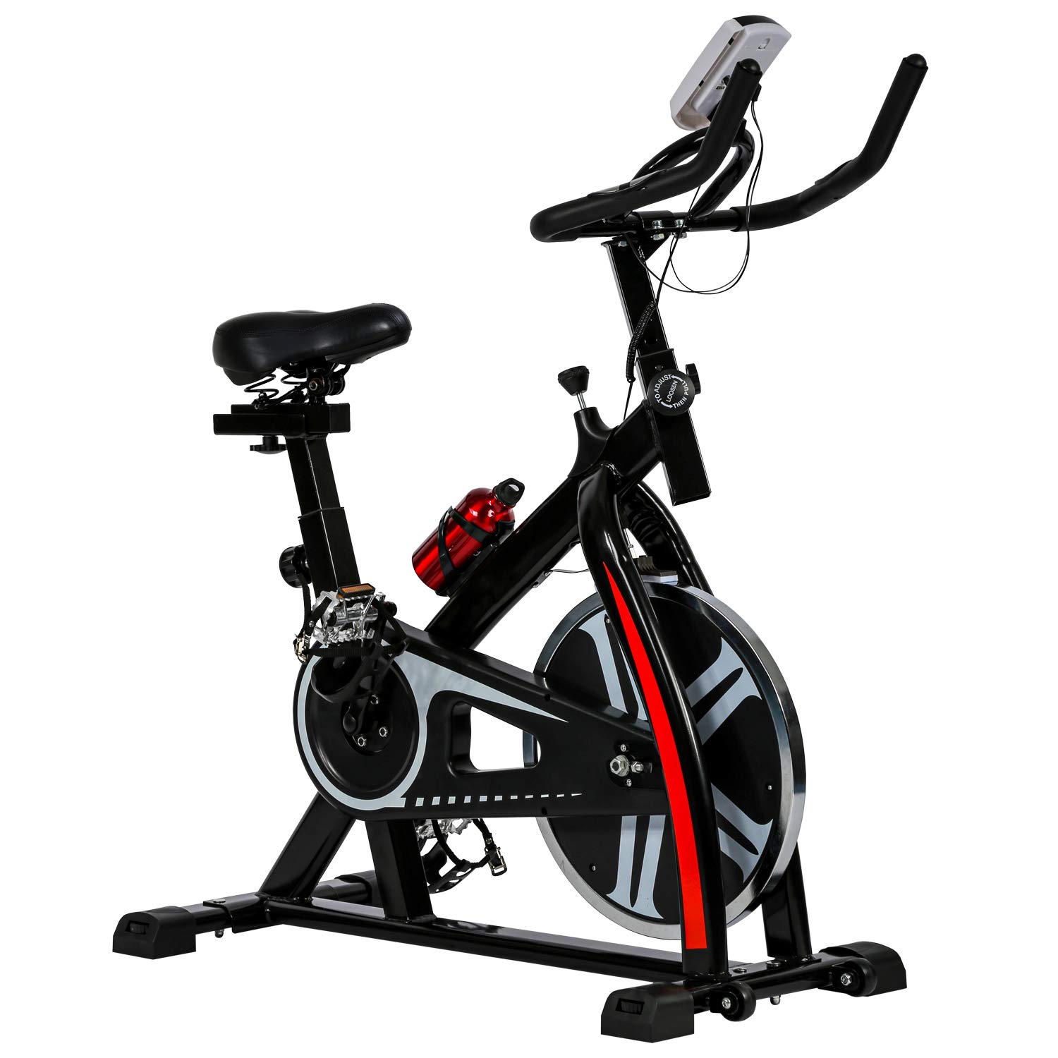 HCB Indoor Cycling Bike - Adjustable Seat & Resistance, Comfortable Seat Cushion for Home Cardio Workout | Perfect for Home Gym, Apartment Fitness & Weight Loss Training