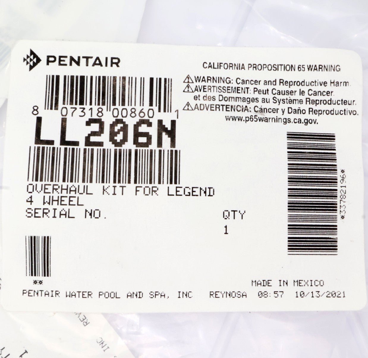 Pentair Legend 4 Wheel Overhaul Kit LL206N - Replacement Parts for Pool Cleaners | Perfect for Pool Maintenance & Repair