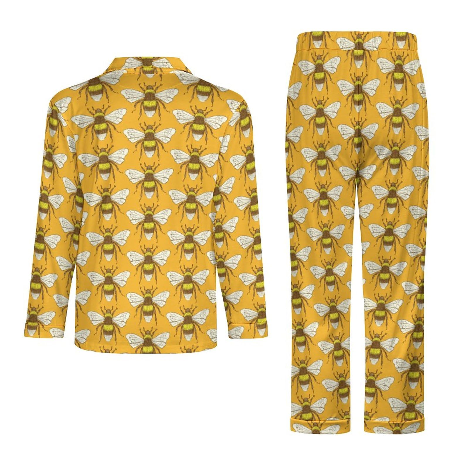 Vintage Bumble Bee Men's Pajamas Set - Soft Long Sleeve Sleepwear & Lounge Wear PJs for Cozy Nights - Perfect for Sleepovers, Relaxing at Home, and Gift Giving