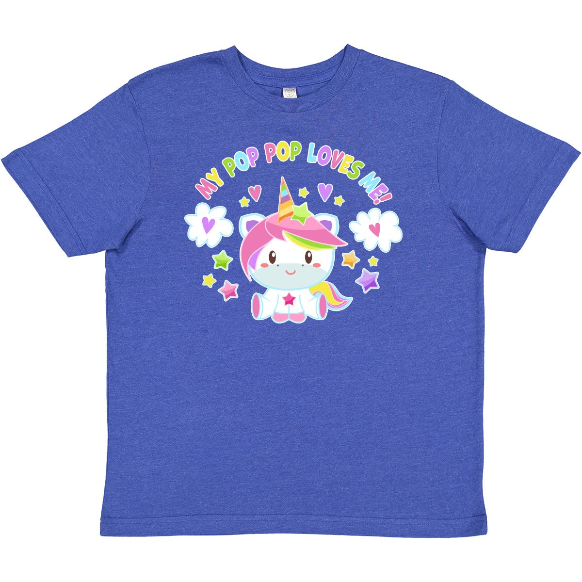 Inktastic 'My Pop Pop Loves Me' Cute Rainbow Unicorn Youth T-Shirt - Perfect for Grandparents Day, Birthday Gifts & Family Reunions