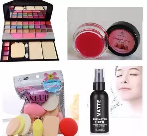 Aabhir Traders Natural Lip Balm Set with Soft Powder Puff & Makeup Fixer - Hydrating Lip Care & Flawless Finish for Daily Beauty Routine