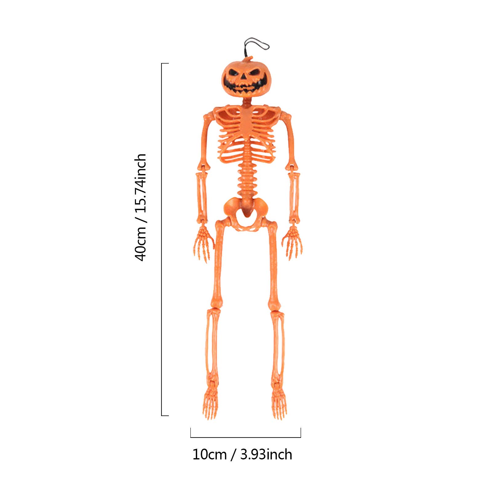 16'' Halloween Skeleton Decor - Full Body Pumpkin Head Skeleton for Halloween Party, Haunted House & Outdoor Yard Decoration