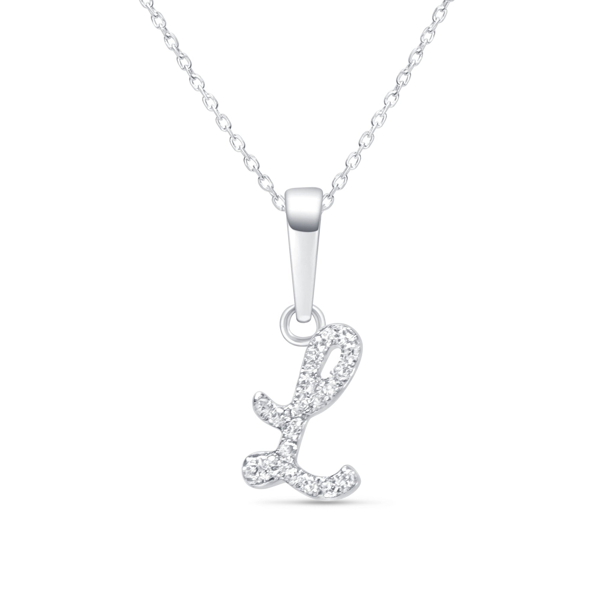 14K White Gold Cursive Diamond Initial Necklace - Personalized Name Jewelry for Women, Gift for Her, Birthday, Anniversary, Valentine's Day