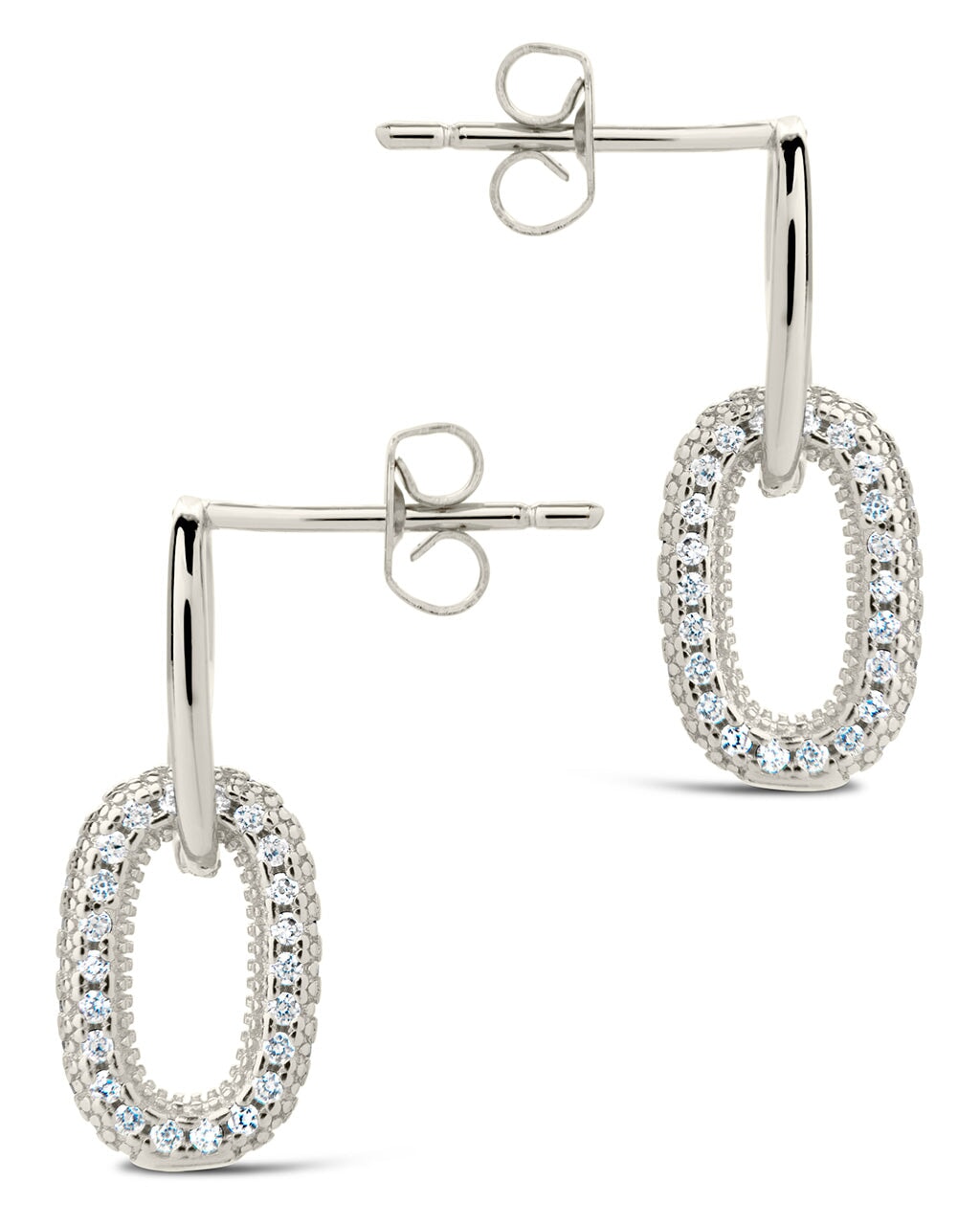 Reina CZ Chain Link Drop Stud Earrings – Elegant Dangling Jewelry for Women, Perfect for Parties, Weddings & Special Occasions