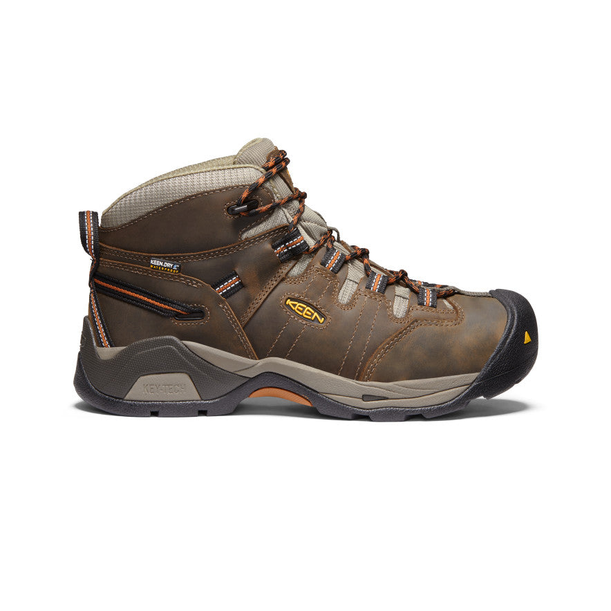 **Men's Detroit XT Waterproof Work Boots - Soft Toe, Black Olive & Leather Brown - Durable & Comfortable for Construction, Hiking & Outdoor Work**