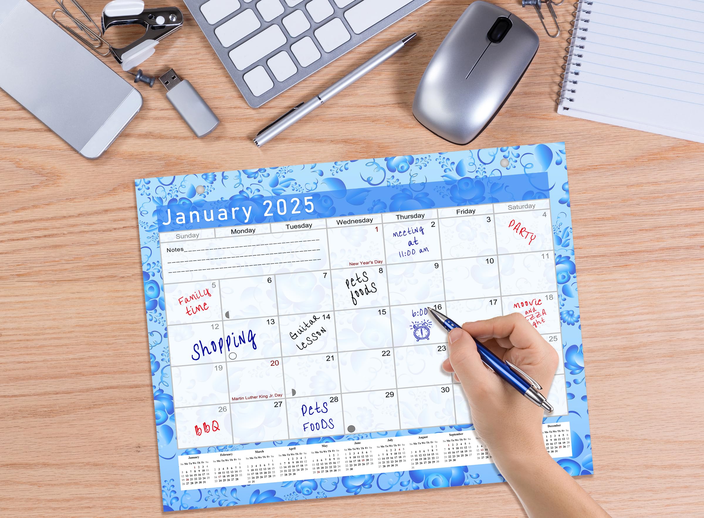2024-2025 18-Month Magnetic Desk Calendar & Wall Planner - Monthly Organizer with Bonus Stickers (Edition #19) - Perfect for Office, Home & School Planning
