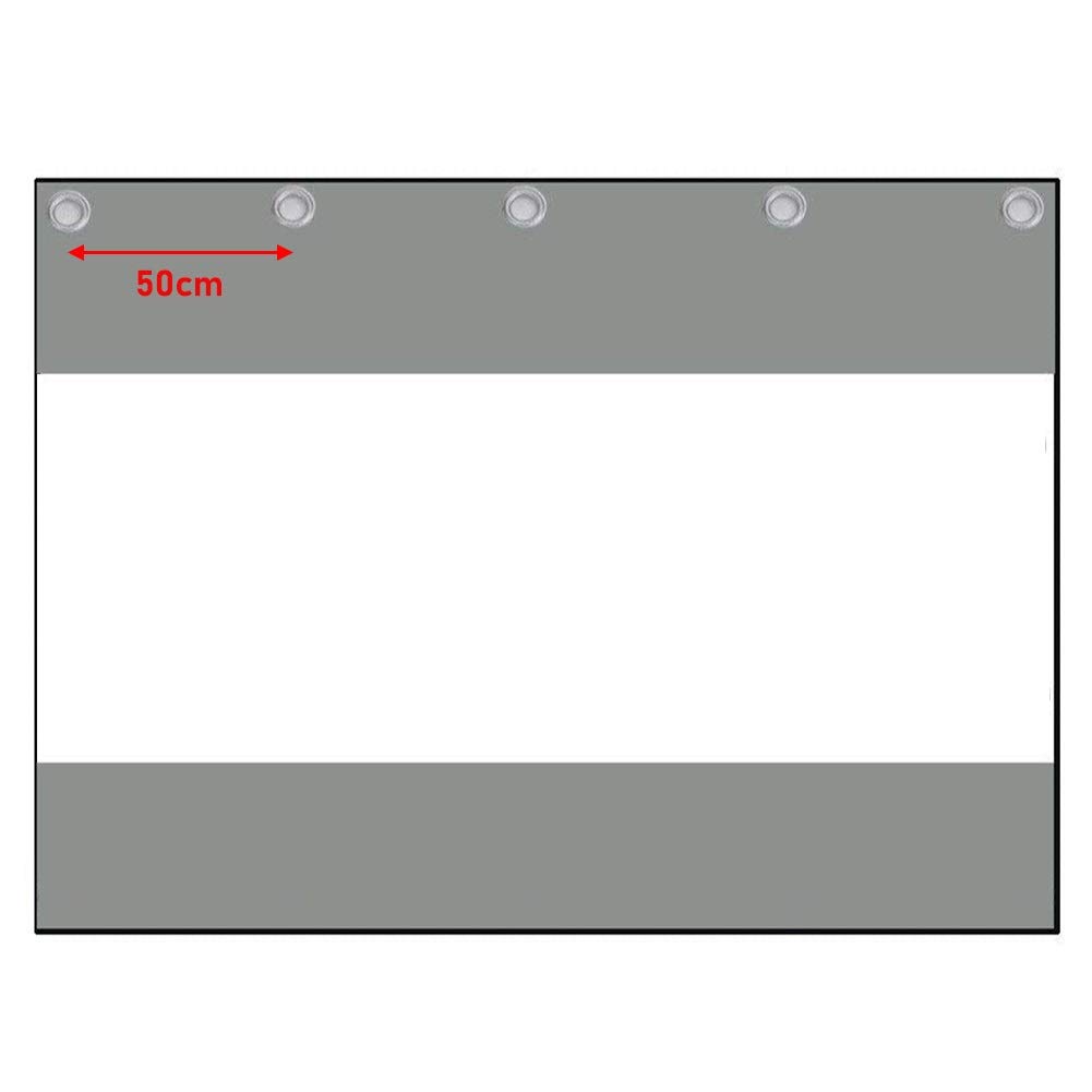 LSXIAO Heavy Duty 0.5mm Clear Gray PVC Waterproof Curtain - 2.2x2.5m Commercial Grade Transparent Tarp with Rustproof Grommets for Patio Enclosure, Balcony Awning, Car Wash Canopy & Outdoor Protection