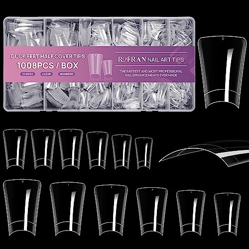 1008pcs Clear Duck Nail Tips for Acrylic Nails - Professional Nail Extension Kit with Storage Box | Perfect for Nail Salons, DIY Nail Art & Home Manicures