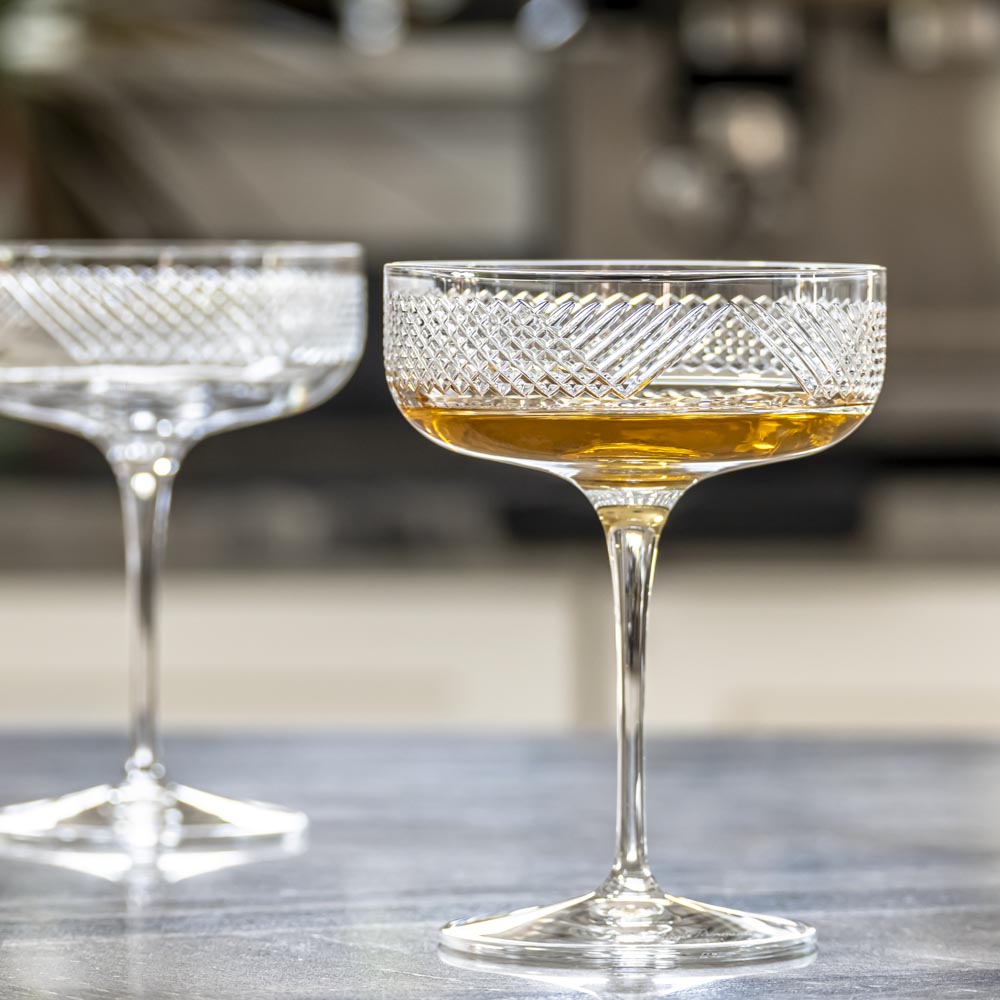 Premium Bourbon Street 10.25oz Champagne Coupe Glasses - Set of 4 for Elegant Cocktails, Mimosas & Sparkling Wine - Perfect for Weddings, Parties & Home Entertaining