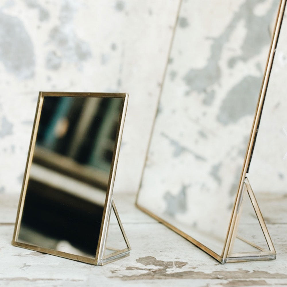 Vintage Brass Standing Mirror - Full Length Floor Mirror with Adjustable Tilt for Bedroom, Living Room & Dressing Area | Elegant Home Decor & Vanity Mirror