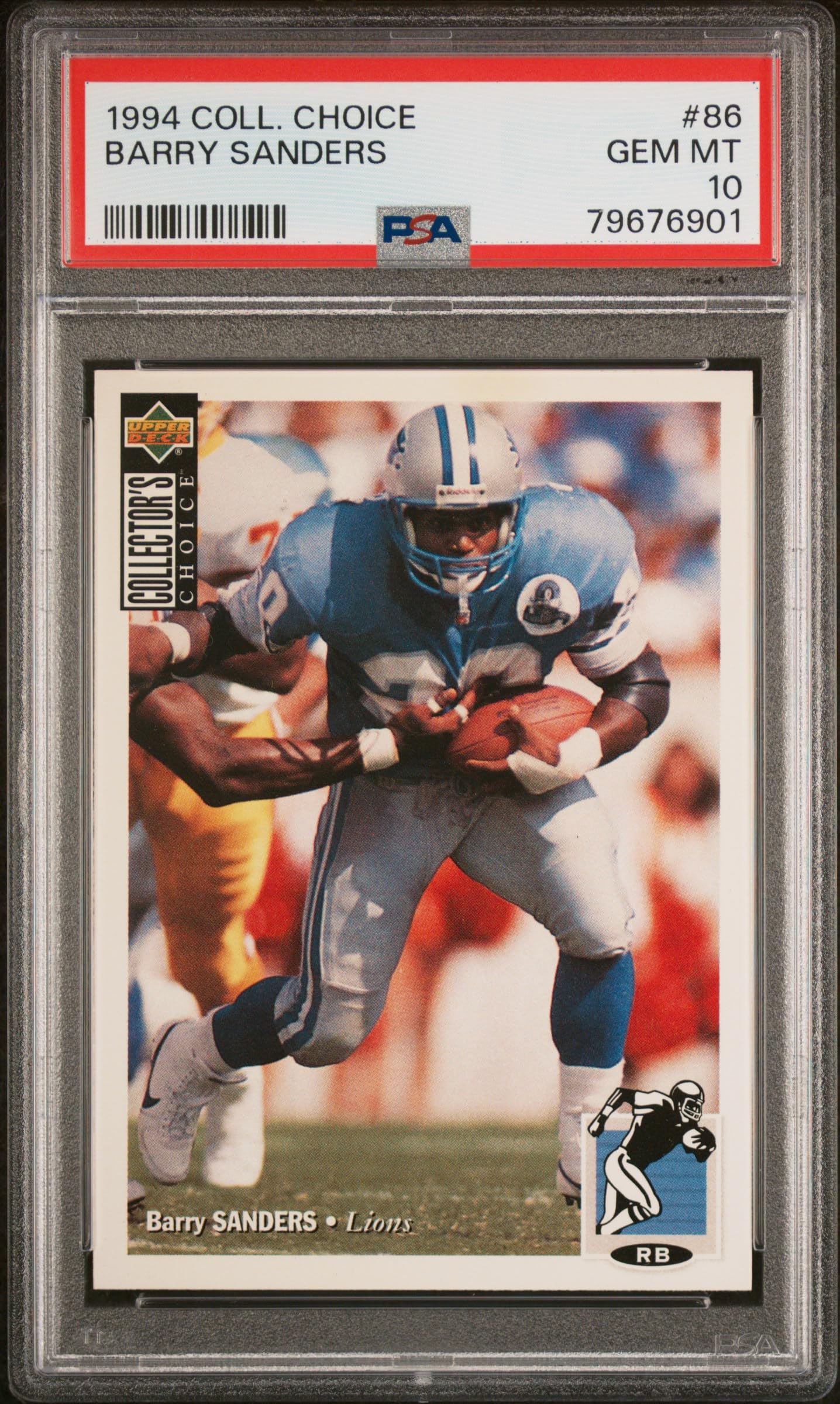 1994 Barry Sanders Collector's Choice Football Card #86 PSA 10 Graded - Rare NFL Detroit Lions Memorabilia for Sports Collectors & Football Fans