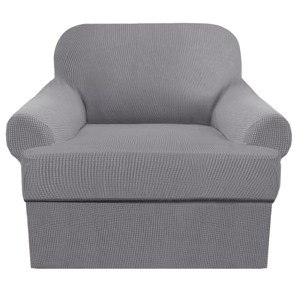 2-Piece T-Cushion Sofa Slipcovers - Thick Stretchable Couch Cover Furniture Protector for 1-Cushion Couches | LJX SOFA COVER | Perfect for Living Room, Family Room & Home Decor Protection